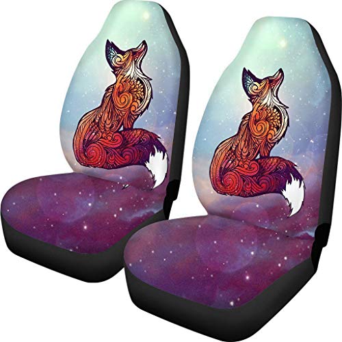 Beauty Collector Fun Fox Print Front Bucket Car Seat Covers for Detachable and Non Detachable Headrests Auto