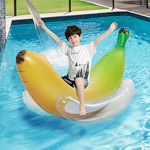 Sloosh Inflatable Banana Pool Float - Giant Banana Funny Pool Floats Adult Size Swimming Pool Party Decorations, Blow Up Ride On Pool Toys Rafts Lounge For Kids Adults Gifts Beach Lake Summer Fun #TOP1