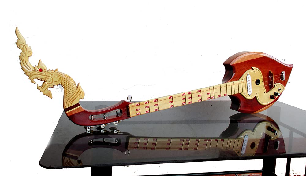 Isarn Acoustic Electric Phin 3 Strings, Thai Lao Guitar, Left Hand