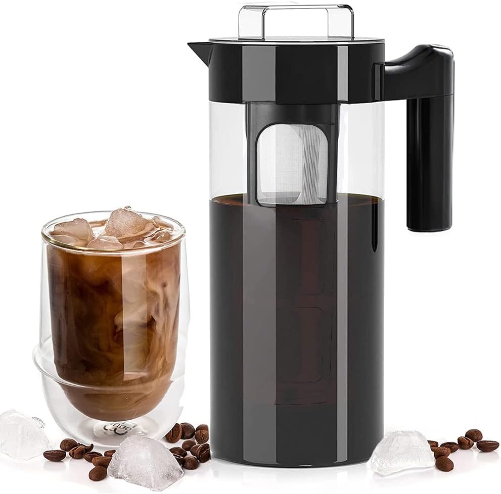 LENNDCold Brew Coffee Maker, Iced Coffee Maker and Tea Brewer with Easy to Clean Reusable Mesh Filter Borosilicate Glass Pitcher 1.3L