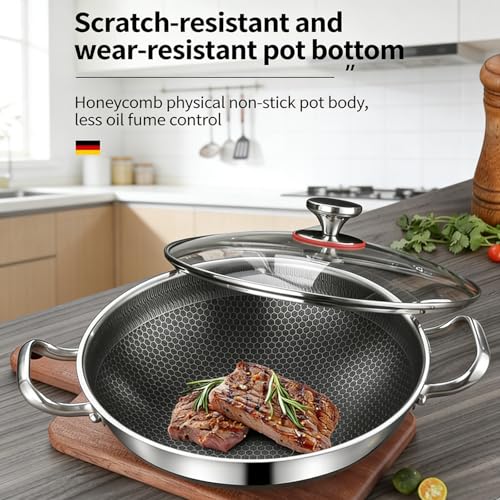 Wok rectangular doble cara con tapa 14.17 in miniatura 3
