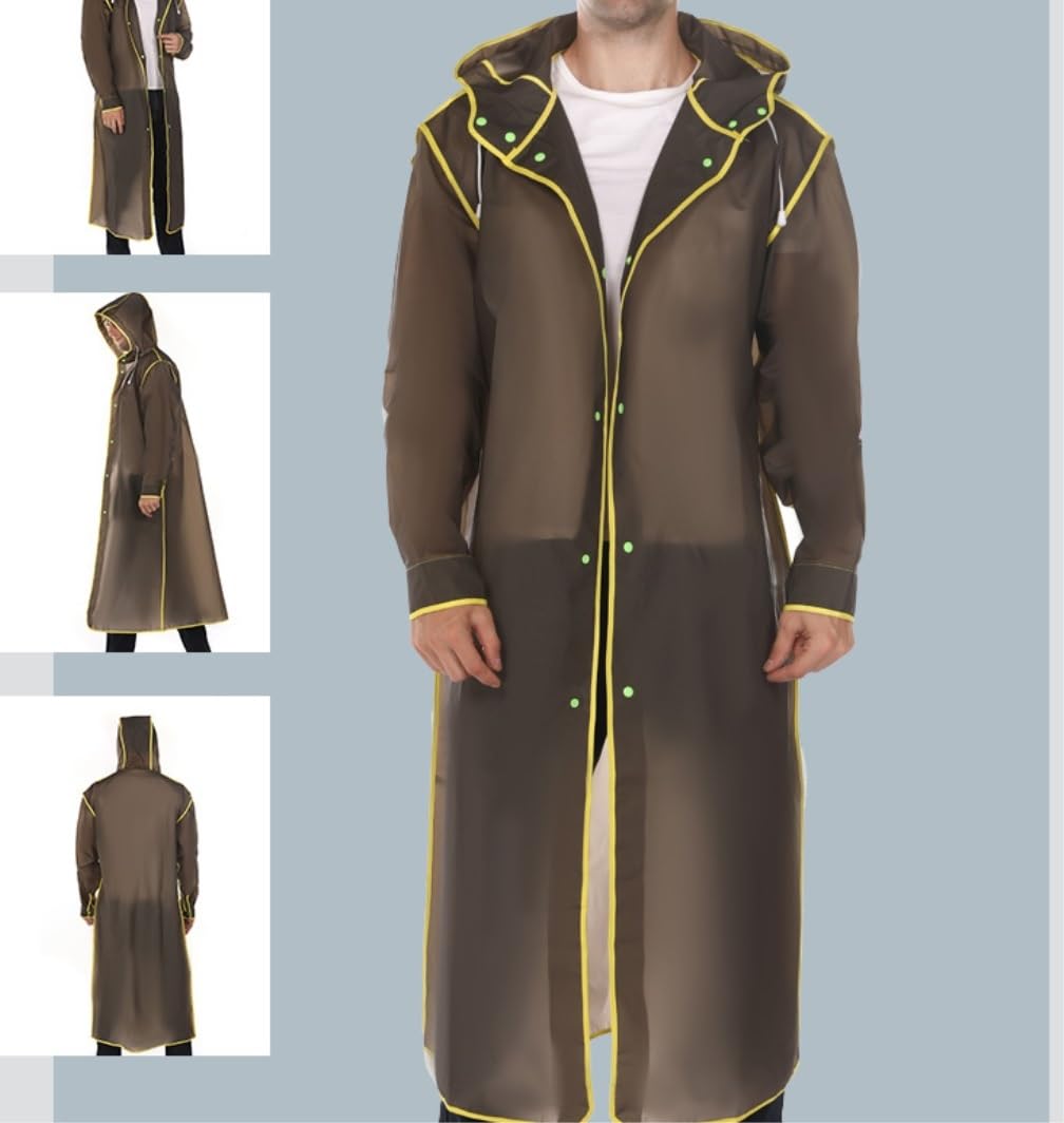 IRYZE Regenponcho Regenjacke Erwachsener Langer Regenmantel Damen Herren Regenmantel Mit Kapuze Outdoor Wandern Angeln Regenmantel Regencape (Color : Brown, Size : XXL)