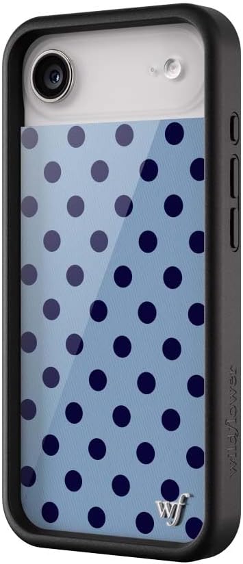 Wildflower Cases - Compatible with iPhone 17 Air | Protective Black Bumper, 6.5ft Drop Test Certified, Women Owned Small Business | Spots Trendy Dotted Classic Limited | Polka Dot - Navy & Blue