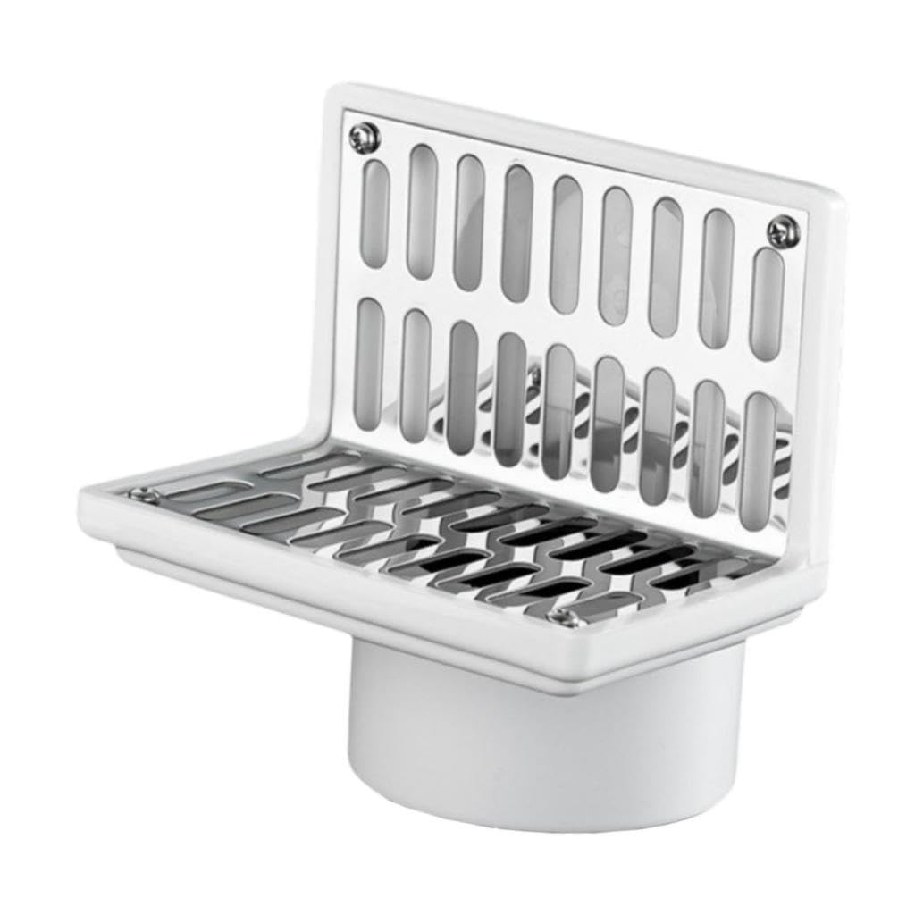 TWISAXC Floor Drain Backflow Preventer Shower Floor Drain Specially Crafted In Stainless Steel Prevents Corner Accumulation Issues L Shaped Horizontal, White, 50mm