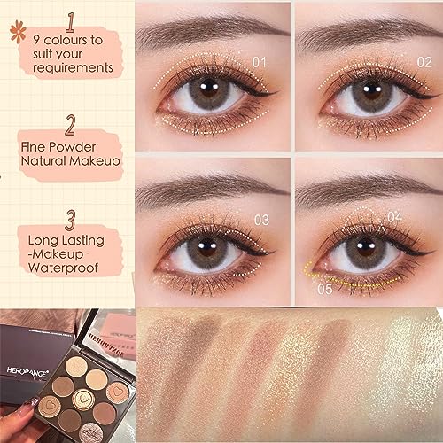 Eyeshadow Palette, Matte Shimmer Nude Eye Shadow Pallets for Women Brown Long Lasting Shadows Palettes - Image 3