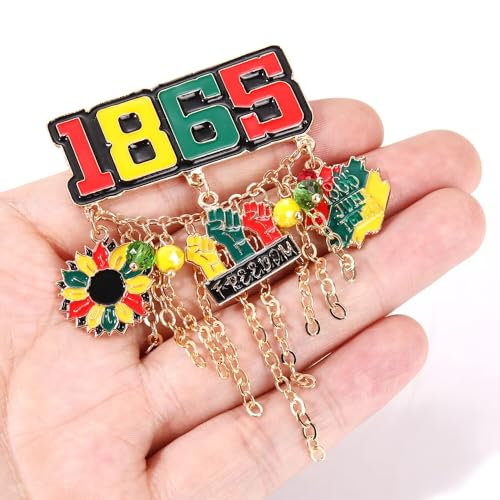 Image of African Brooches Africa Map Black Women Fist Heart Afro Brooch Pins Colorful Enamel 1865Juneteenth Black History Month Lapel Pins for Women