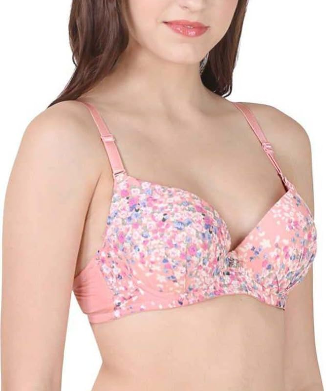 Image of Brachy Women's Floral Print Push-Up Bra | Smooth Fit Seamless Padded Underwired T-Shirt Bra BCA FPWB-P