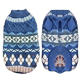 UJBVCX Jersey Perro Pequeño, Ropa Perro Pequeño Tejido A Punto, Ropa para Perros Pequeños Jersey para Perros Pequeños, Ropade Invierno de Estilo étnico, Sudadera Térmica Ultra Suave y Cálida, Azul