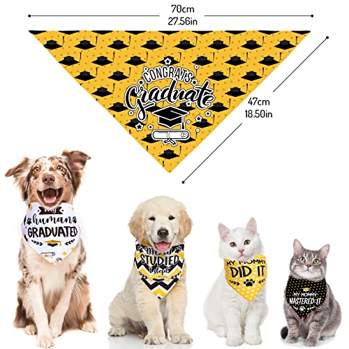 Whaline 5 Pack 2023 Dog Graduation Bandanas Black Yellow White Graduation Dog Triangle Scarf Adjustable Dog Outfits Bibs Pet Dog Neckerchief For Pet Cat Dog Costume Bandana Graduation Party Supplies #TOP1