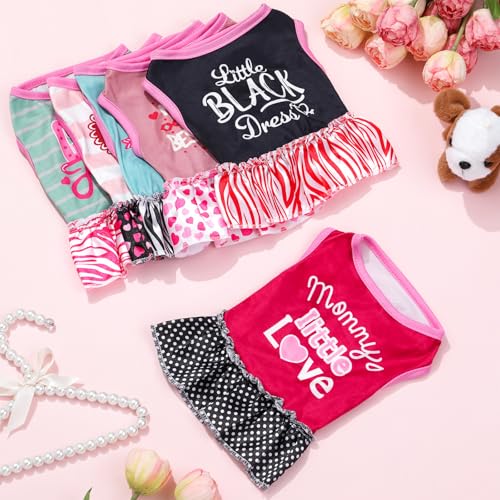 6 Pack Girl Dog Clothes Pet Dress Shirt Female Cute Dog Sundress Puppy Christmas Apparel Clothes Outfits with Ruffles for Pets Cats(Medium) - Image 5