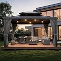 20'X12' Large Aluminum Hardtop Gazebo with Galvanized Steel Double Metal Roof Pavilion, Curtains and Netting Included, Heavy Duty Outdoor Hard Top Patio Gazebo for Deck, Backyard, Lawn, Garden