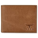 Generic Genuine Leather Men's Bifold ID Wallet RFID Blocking by TORO,in Light Brown Distressed
