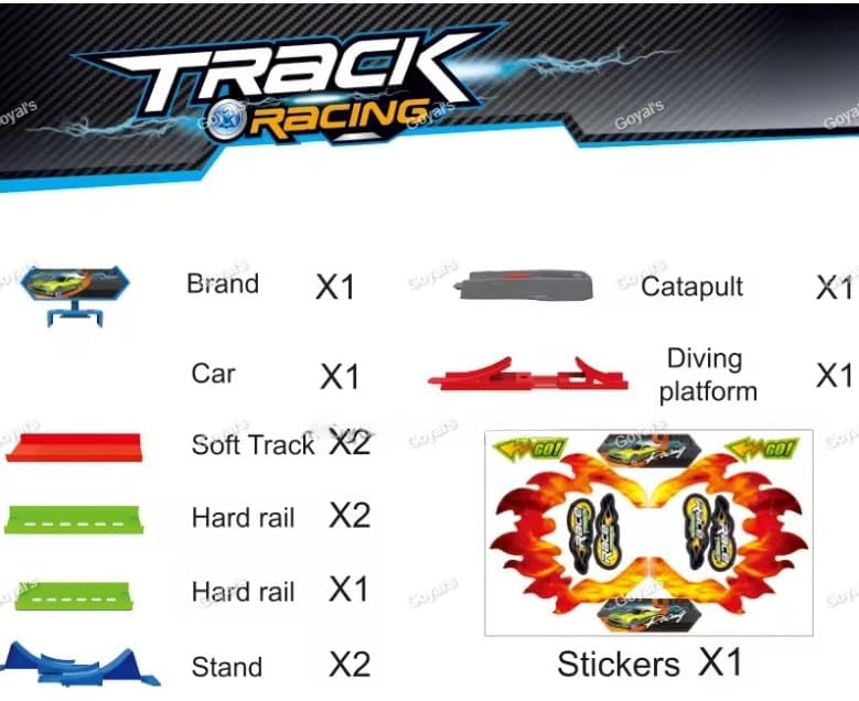 Image of Goyal's Track Racing Car Toy Set for Kids 3+ | 360 Degree Loop Racing Track with Launcher Jump Ramp Inertia Power Car | High Speed Action Stunt Toy (Double Loop Track Racer)