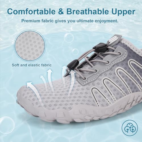 Image of Hike Barefoot Water Shoes for Women Men Footwear, Quick Dry Wide Toe Box Pro Beach Swim Athletic Sports Shoes, Non-Slip Lightweight Aqua Shoe for Pool Hiking Walking Kayaking Diving Surfing