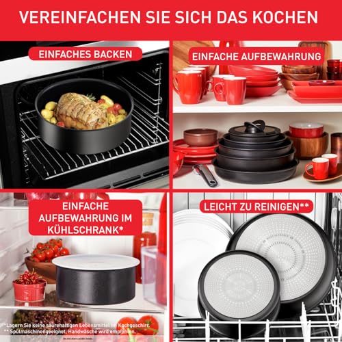 Tefal Ingenio Unlimited On 3-teiliges Pfannenset abnehmbarer Griff, 24/28 cm, platzsparend, stapelbar, Pfannenset Induktion mit Antihaftversiegelung, einfache Handhabung und Reinigung, L39591 4