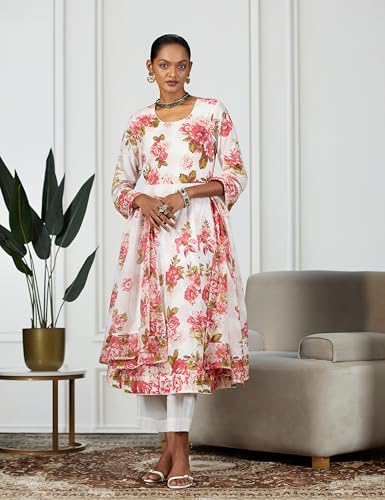 Image of BIBA Women Cotton Anarkali Printed Suit Set
