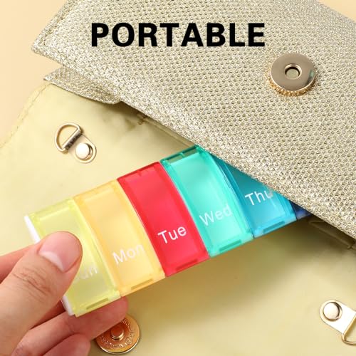 WLLHYF Pillenorganizer, wekelijkse pillendoos, 7 dagen, regenboogmedicijndoos, 7 compartimenten, pillendoosje, pillencontainers voor medicijnen, vitaminesupplementen, visolie - Afbeelding 5