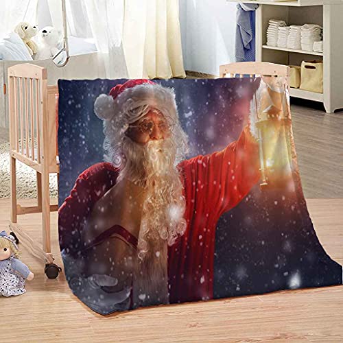 Couverture flanelle Père Noël plaid lit canapé microfibre 150x200 - 5