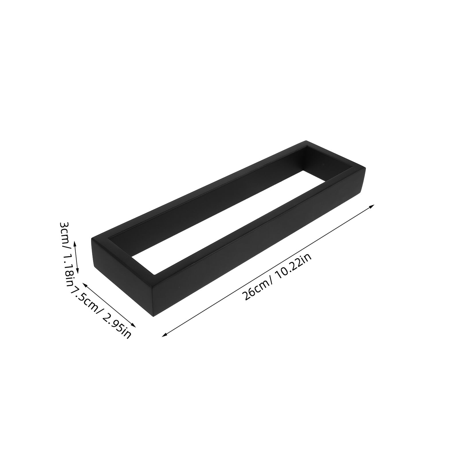 Toallero de Pared para Baño de Acero Inoxidable 260X75X30 MM Aro Rectangular Negro Soporte Resistente y Antióxido para Toallas y Ducha Diseño Moderno y Funcional