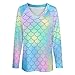 Women's UPF 50+ Sun Protection Long Sleeve Shirts Rash Guard Shirts Quick Dry Lightweight Hiking Shirts (for Beautiful Mermaid Fish Scale)