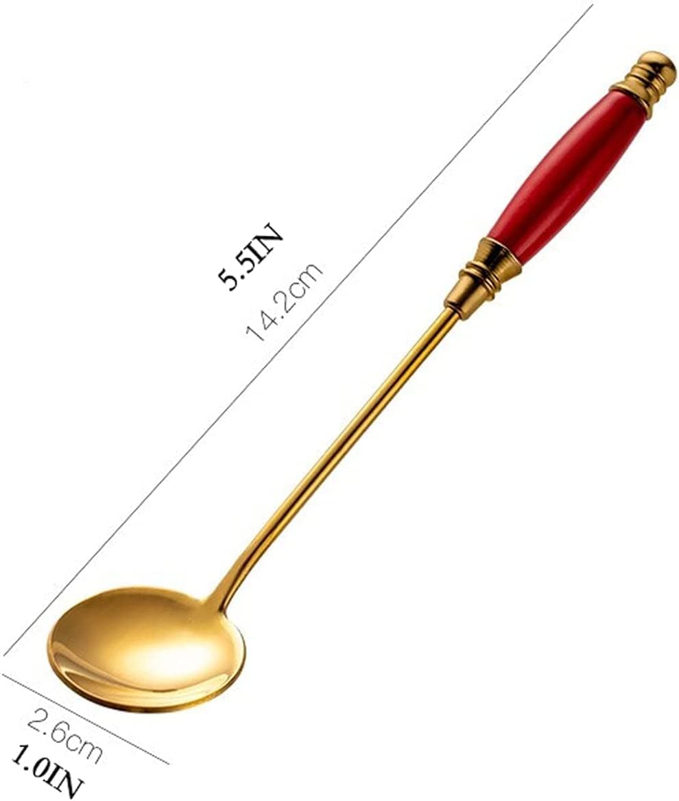 Coffee Tea Desserts Ceramic Spoon Soup Spoon Ceramic,Soup Spoons Stainless Steel Dessert Spoon with Ceramic Handle Creative Ice Cream Dessert Spoon Kitchen(OneColor)
