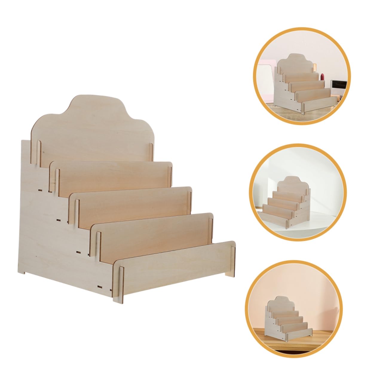 SOLUSTRE Présentoir à Cartes Postales Élégant Structure à Niveaux en Bois Support Multifonctionnel pour Cartes de Visite et Événements de Vente Détail