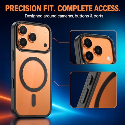 Image of MAGA Back Case Cover for Apple iPhone 17 Pro Max, Transparent Black Magnetic Case Compatible with MagSafe, Hybrid Hard PC Back & Soft TPU Bumper, Shockproof Protective Cover - Black