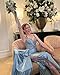 V Neck Satin Prom Dresses Long Mermaid Lace Evening Gown with Slit Pleated Bodycon Formal Dress with Tail Dusty Blue Size 14