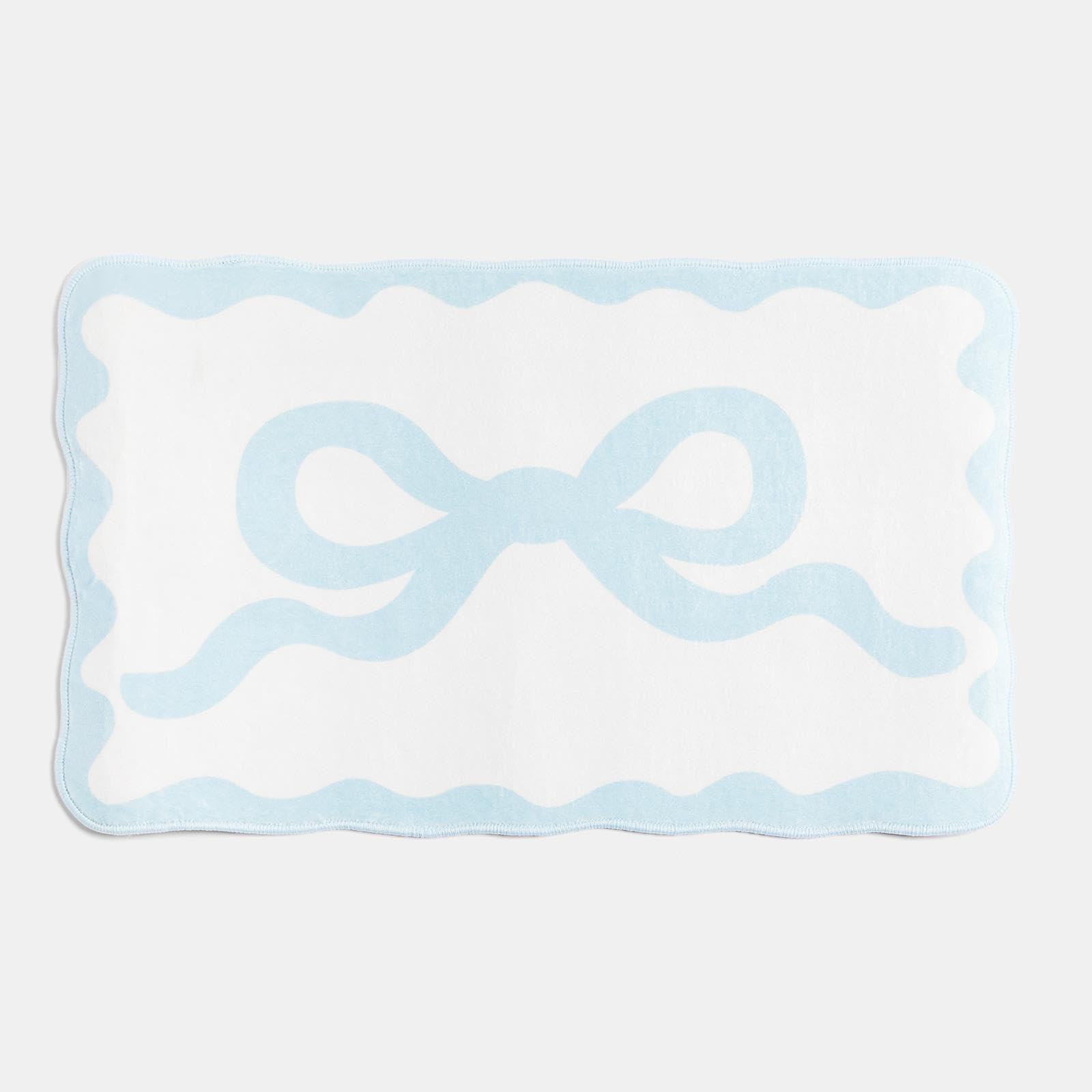 OHS Bow Print Bath Mat, Soft Velvet Non Slip Bathroom Mat Water Absorbent Quick Drying Comfy Decorative Cute Bathroom Rug Machine Washable Shower Rug Foot Mats, Blue โ image 1