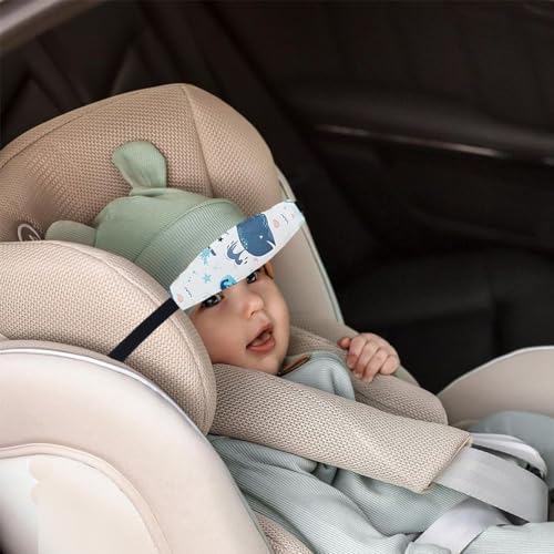Image of 3 Pcs Baby Head Support for Car Seat Stroller Seat Neck Relief Head Band Straps Headrest for Toddler Kids Children Child Baby Infant Sleeping Traveling(White and Grey)