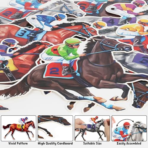 24 PCS Derby Decorations, Horse Racing Banner, Horse Run for Roses Hanging Banners, Derby Day Banners Horse Garland Decorations for Kentucky Party Supplies Decor