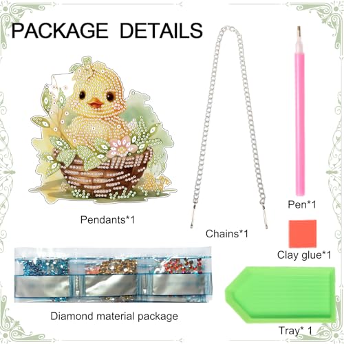 Image of AiYuanzsh Yellow Duck Diamond Painting Kit with Hanging Chain, DIY 5D Diamond Art Hanging Kit for Adults, Acrylic Mini Suncatcher, Special Shaped Crystal Wall Ornament, Home Decor, Holiday Craft