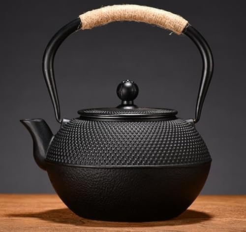 鉄瓶 南部鉄器 鉄 びん 鉄びん 鉄瓶 ホーロー加工なし やかん 鉄分補給 鉄分補給 錆びにくい やかん 直火可 IH調理器対応 鉄びん 鉄器 鋳物 茶道道具 オフィス、キッチン、ティールーム、レストランに適しています NICE FIVE (1200ml)