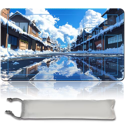 Image of MTG Playmat TCG Playmat Board Game Card Game Trading Card Game Playing Mat Desk Mat Original Hand Painted Sewn Edges Smooth Surface Rubber Base 60 x 35 cm (MTG Set 44-8,With Zone)
