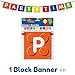 Building Block Party Supplies | Includes Paper Plates, Cups, Napkins, Tablecloth and Banner | Tableware for Brick and Construction Themed Birthday Parties | Boys Birthday Party Decorations Serves 16