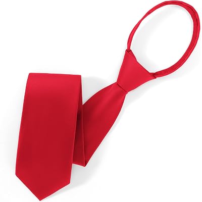 Pre Tied Adjustable Black Zipper Ties for Men 3.15" (8CM) Womens Solid Color Necktie
