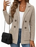 CiCiBird Women Fall Cardigan Business Casual Knit Sweater Blazer Apricot M