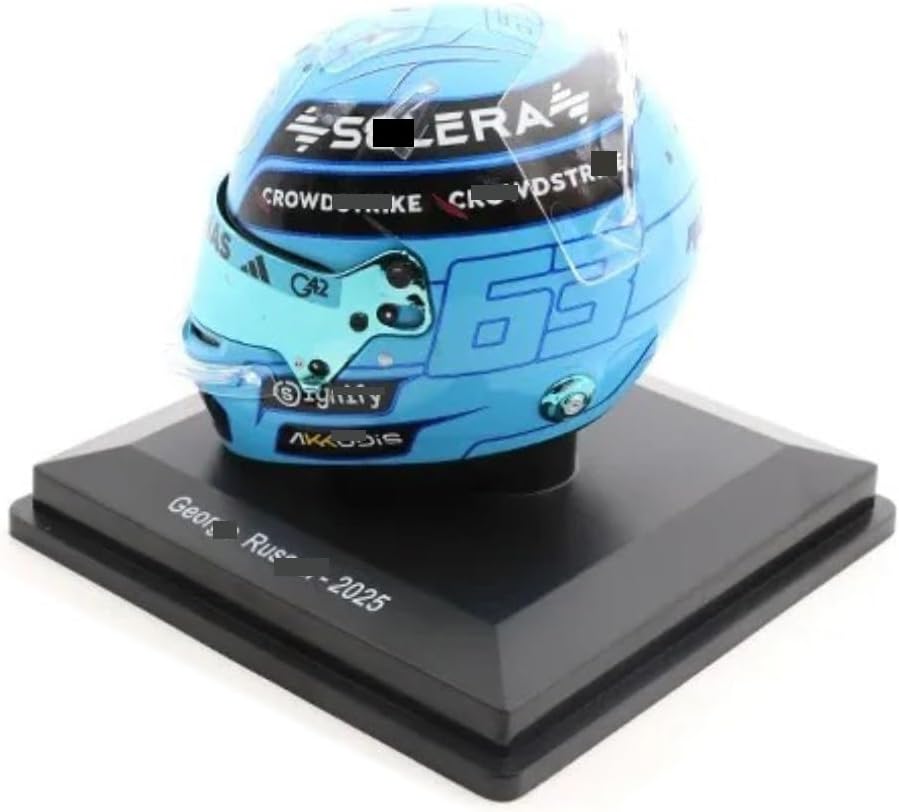 HTLNUZD 2025 1/5 F1 Mini Helmet for Abu Dhabi Russell Regular Simulation Miniature Resin Helmet Model Custom Collectible Gift