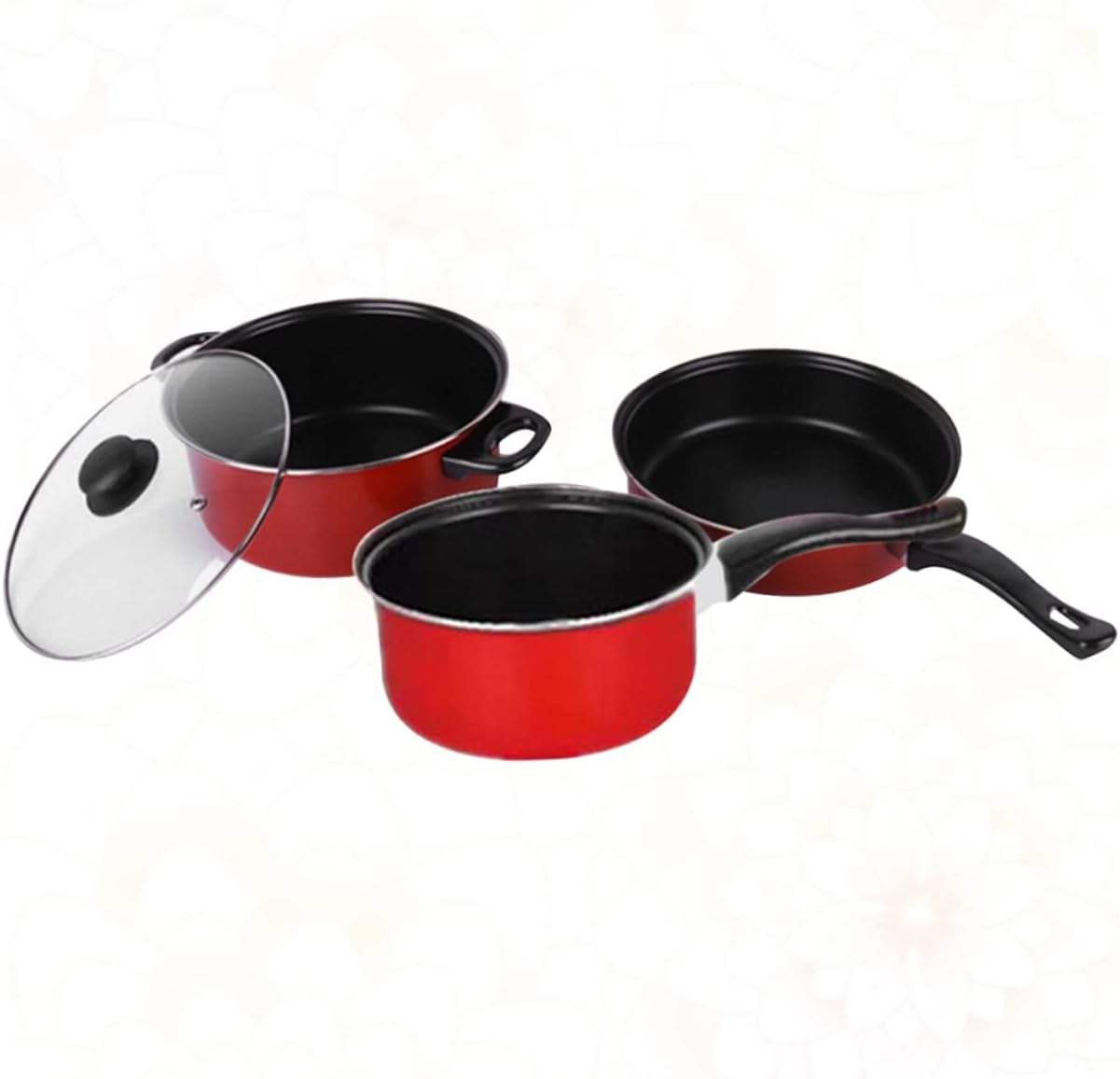 VOSAREA 3Pcs Non Stick Cooking Tool Set Multifunctional Frying Pan Soup Pot and Milk Pan Essential Kitchen Utensil for Daily Use and Cookware