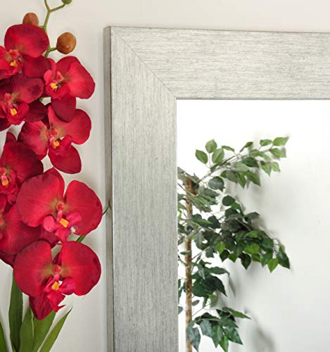 Brandtworks Stainless Grain Wall Mirror, 32" X 50", Flat Brushed Silver #TOP4