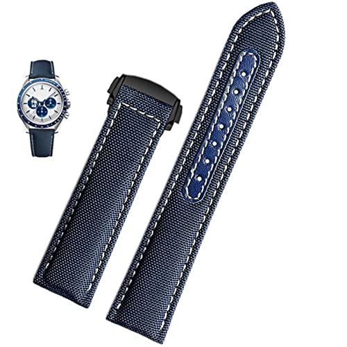 Bracelet de montre en nylon bleu noir 20mm pour hommes Speedmaster AT150