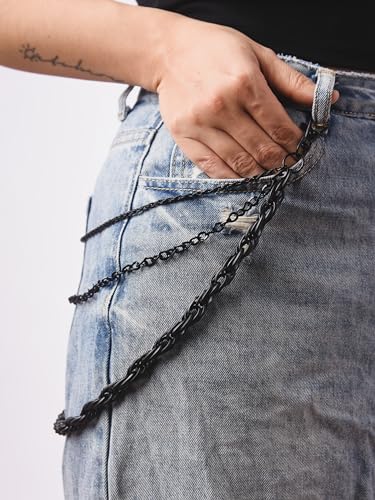 Sacina Gothic Black Layred Biker Pants Chain, Wallet Belt Chain, Goth Grunge Accessories, Jewelry Gift for Women4