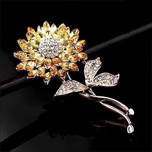 CAREOR 2 Pack Elegant Sunflower Green Leaf Clothes Accessories Brooch Pin Lapel Pin Jewelry for Women Girls Clothing Accessories - Image 3
