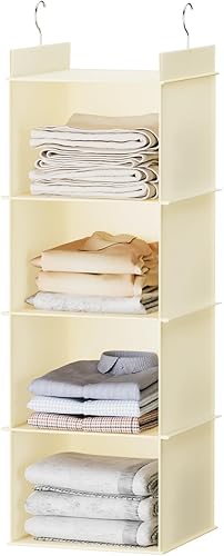 YOUDENOVA Organizador colgante de armario, 4 estantes colgantes para armario, color beige