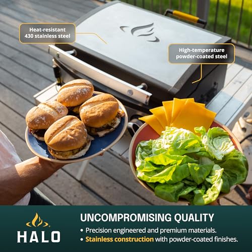 Image of HALO Elite1B Outdoor Griddle | 2 Cooking Zones | 284sq. In. (21″ x 13.53″) Wind-Proof Cooking Surface | Portable Flat Top for Camping, Tailgates, and Patios | Propane Gas Grill | HZ-1007-ANA