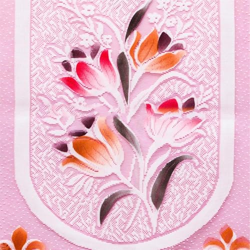 Image of STITCHNEST Florenza Pink 10 Piece Cotton Net Sofa Slip Cover |5 Seater