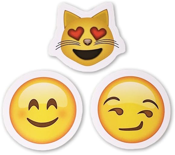 15 Emoji Stickers | Each Over 2" | Variety of Emojis | Heart Eyes, Faces, Poo | Set #2