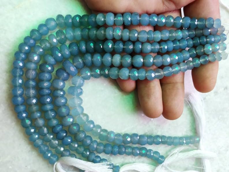 Perles en calcédoine naturelle 7-9 mm pour façonner un collier unique à offrir - 6