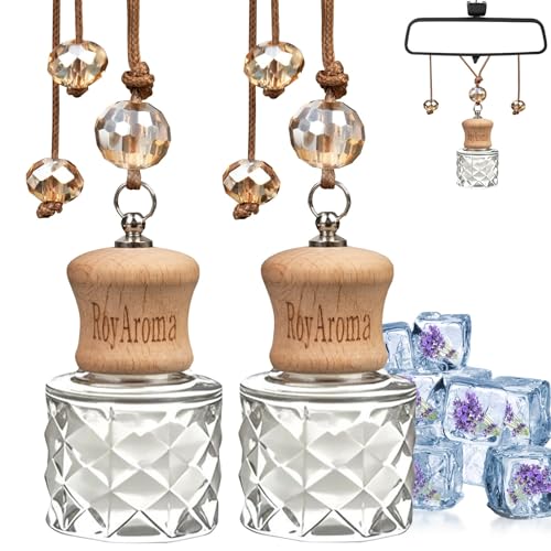 RoyAroma Hanging Car Air Fresheners, 2 Pack Long Lasting Automotive air fresheners up to 30-45 Days, Non Toxic Natural Fragrance Car Diffuser Freshener for Cars,Home,Office- Cool Ice