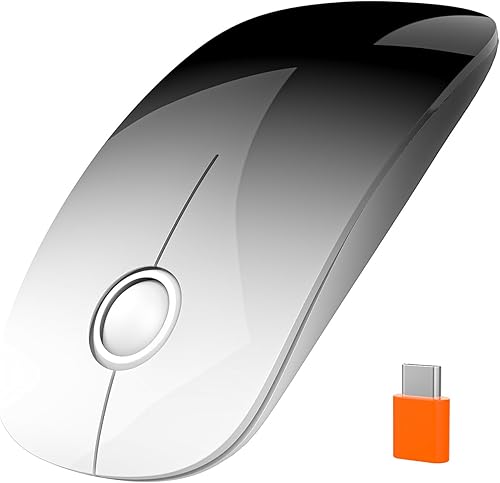 Miniatura 8 de RAPIQUE Mouse inalámbrico USB C para dispositivos tipo C, mouse delgado degradado azul cielo, clic silencioso, 800/1200/1600 DPI, alimentado por